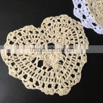 Cotton Crochet Heart Applique Motifs,handmade cotton embellishments,Crochet Heart Doilies