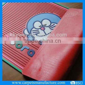 Embossed logo anti-slip pure PVC custom rubber floor mats