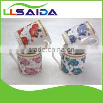 200ml cheap ceramic mug with full flower