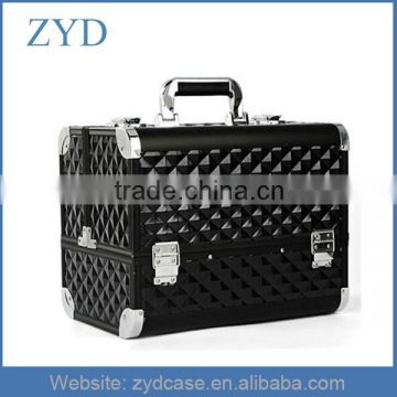 Black Makeup Kits Storage Box With Trays, Aluminum Makeup Case With Lock ZYD-HZ101306