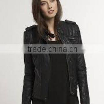 The latest unisex pu leather jacket with two double pockets