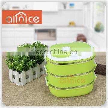 Promotion Gift 1-3 layer rectangular thermal bento lunch box double wall combined stainless teel with PP