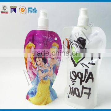 Laminated plastic fruit juice stand up packaging bag with spout