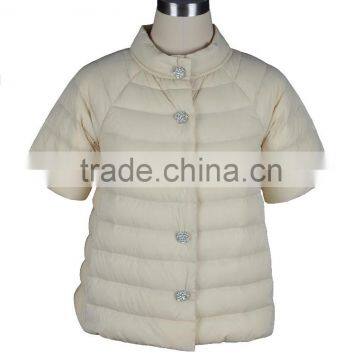 100% nylon women new fashion short sleeve down jacket for winter .