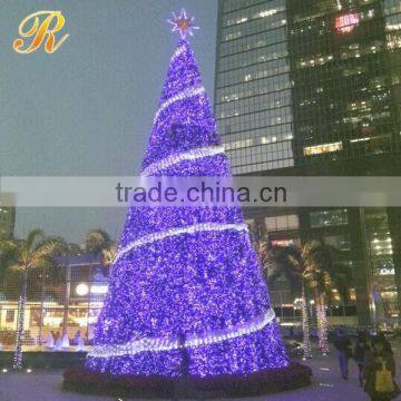 Metal frame christmas cone tree giant outdoor commercial lighted