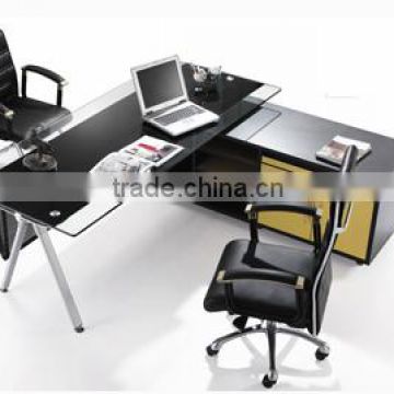 L/s Shaped High Gloss Black Office Desk