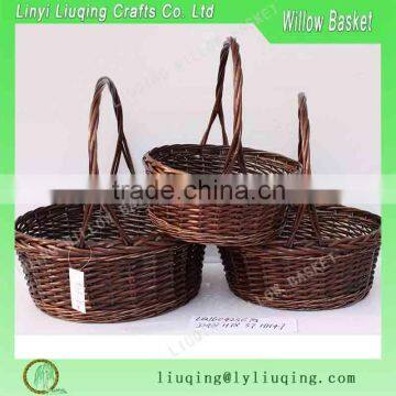 burgundy flower basket with big handle of 3 sets