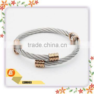 Fashion Jewelry Men Stainless Steel Twisted Wire Charm Bracelet photo-3