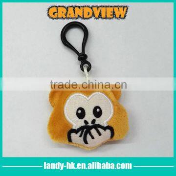 2016hot sale plush monkey emoji keychain/ plush toys with plastic ring