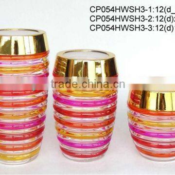 CP054HWSH3 hand-painted glass jar with golden plastic lid