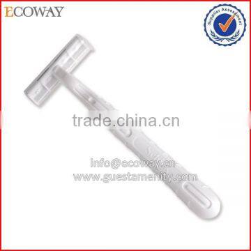 2015 Hotel Cheap Safety Disposable Plastic Straight White Handle Razor