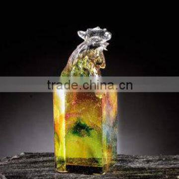 2014 New Design Crystal Liuli twelve zodiac stamper( Chicken stamper)