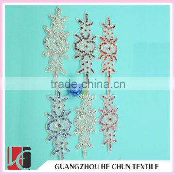 HC-2071 China Wholesale Crystal Bead Appliques ,Beaded Applique Wholesale Bridal Rhinestone Appliques for Wedding Dresses photo-3