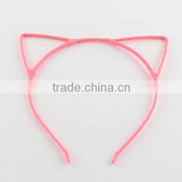Pink Satin Headbands Wholesale Cat Ears Headband(OHAR-S093-02)