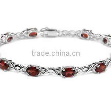 925 Sterling Silver Garnet Bracelet Jewelry