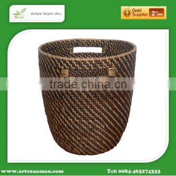 Best selling Round brown rattan basket with carry handles /High quality storage basket, laundry basket Artex Nam An