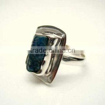 Neon Apatite Raw Natural Gemstones Ring, Rough Gemstone Adjustable Rings, 925 Solid Sterling Silver Jewelry photo-3
