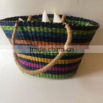 Multi-color seagrass plant beach bag made in Vietnam