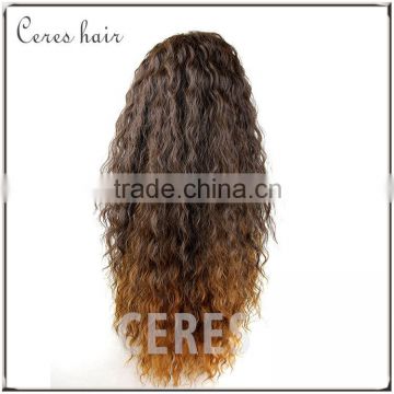 two tones ombre color wig fashional heat resistant kinky curly lace front wig