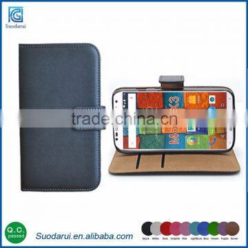 2015 Newest mix color book stand leather wallet case for Motorola X3