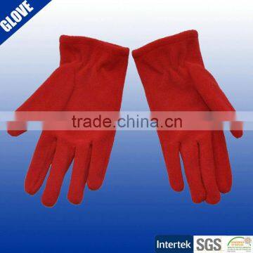 Red solid color wholesale polar fleece gloves