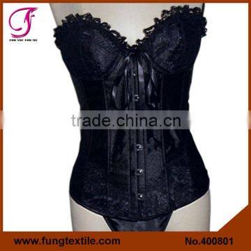 400801 Woman Sexy Satin Lace Lingerie Costums Corset BodySuit