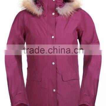 Women's 3 in 1 parka with down jacket in lining and and windproof jacket out parka women fur