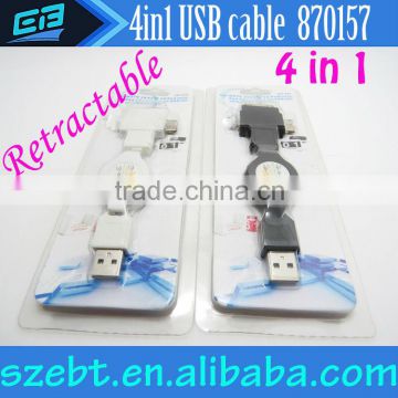 4 in 1 USB Port Retractable Cable for iPod/iPhone/Mini USB/Samsung