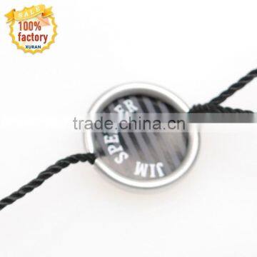 Round metal seal hang tags with pin