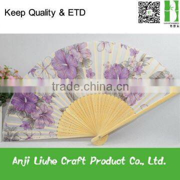 Japanese style Vivid flower bamboo folding hand fans