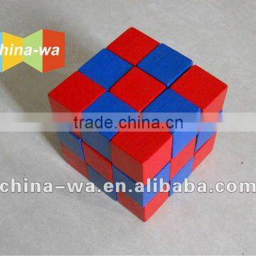 colored wooden cube puzzle toy or brain teaser