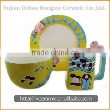 3D stave design hand-painted party ceramic tableware set