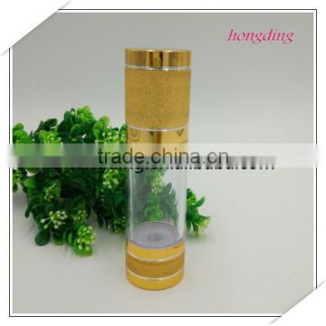 2016 special quality airless new plastic bottle hongding brand plastic cosmetic packaging gold airless bottle