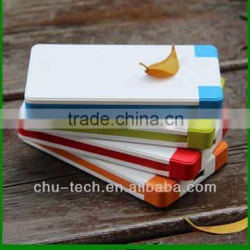 Double outputs 10000mah power bank with colorful cable