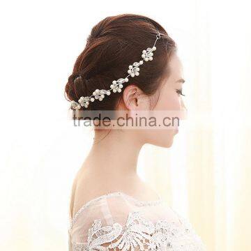 Sparkly Crystal Women Forehead Headband Head Chain Headpiece Rhinestone Pearl Tiara Vines Bridal Wedding Hair Jewelry