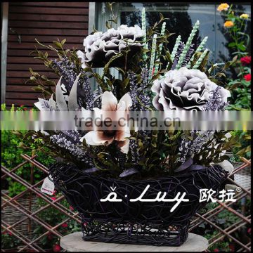 creazying weaving boat shaped black flower baskets