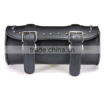Motorcycle Scooters Black Leather Tool Roll Pouch Saddle Bag Storage For Harley photo-2