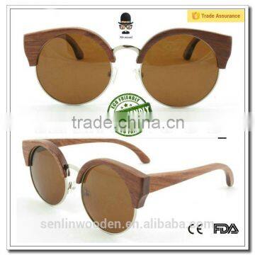 Retro Eyewear Half Frame wooden bamboo sunglasses customize