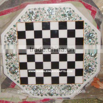 Chess Design Marble Inlay Exclusive Coffee Table Top