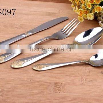 Brand Names Gold Plated Handle Stainless Steel Flatware Set - KX-S097