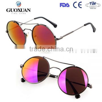 YWGX FDA CE UV400 Certification Reminiscent Colorful Pattern wholesale fashionable round double bridge sunglasses for men