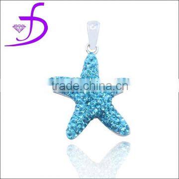 starfish series shiny CZ silver pendant