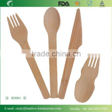 BD001Vintage Flatware Disposable Wooden/Bamboo Cutlery Spoon Fork Knife Sets