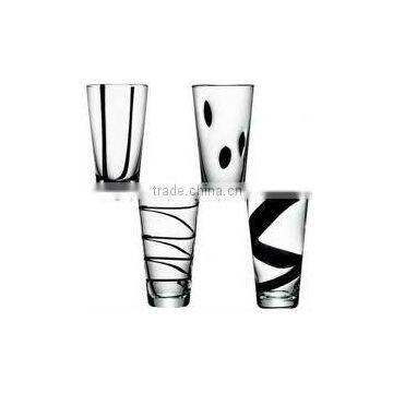 handmade elegant design tumbler glass with black swirl