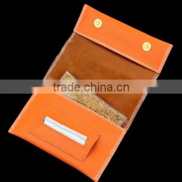 Newest generation leather tobacco pouch with cigarette rolling paper holder slot