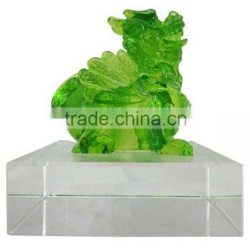 pixiu-chinese dragon /colored glaze crystal craft and fengshui gift--BS016