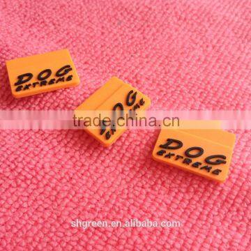 Orange Color PVC Rubber Side Label,sewing on Rubber Flag Tag for Jacket