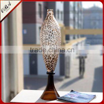 Different Design Handmade Art Wedding Decoration Flower Arrangement ,Tall Frosting Glass Vase photo-2