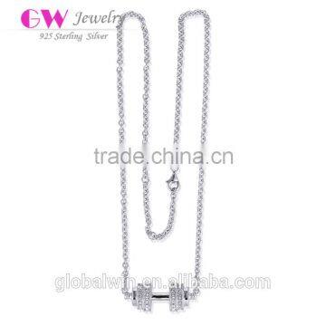 Wholesale Jewelry Dumbbell Mens Long Chain Silver Fashion Necklace 2016