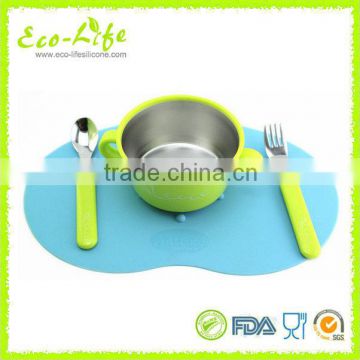 Best selling FDA Silicone Baby Table Mats with Sucker, Personal Printed Anti-spilling Silicone Bowl Placemats